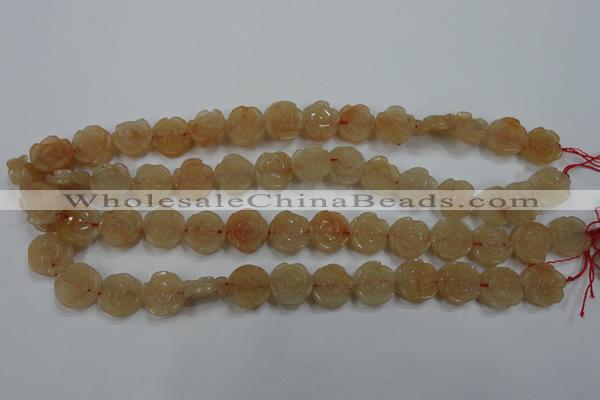 CFG888 15.5 inches 14mm carved flower red aventurine beads