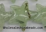 CFG919 15.5 inches 30*33mm carved star green rutilated quartz beads