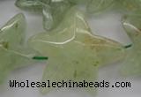 CFG920 30*33mm faceted & carved star green rutilated quartz beads