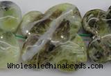 CFG938 15.5 inches 30*33mm carved butterfly yellow & green opal beads