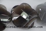 CFG948 32*33mm faceted & carved flower grey botswana agate beads