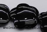 CFG956 15.5 inches 32*33mm carved flower black agate beads