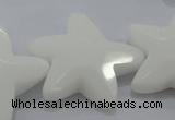 CFG969 15.5 inches 30*33mm faceted & carved star white porcelain beads