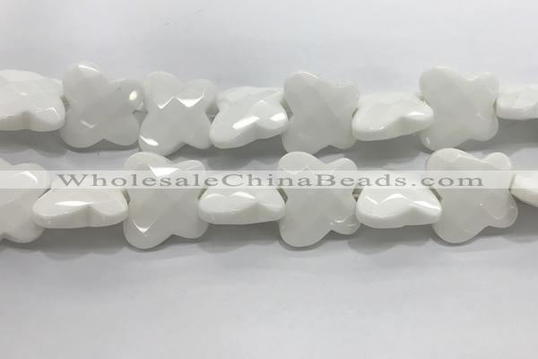 CFG972 15.5 inches 30*33mm carved butterfly white porcelain beads