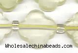 CFG991 15 inches 16mm - 17mm carved flower lemon quartz beads