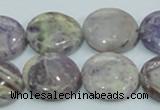 CFJ17 15.5 inches 18mm flat round natural purple flower stone beads