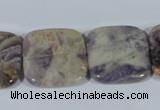 CFJ18 15.5 inches 25*25mm square natural purple flower stone beads