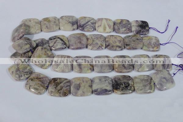 CFJ19 15.5 inches 30*30mm square natural purple flower stone beads