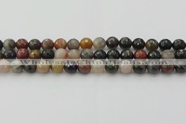 CFJ213 15.5 inches 10mm faceted round fancy jasper beads wholesale