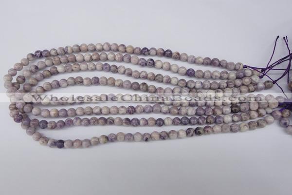 CFJ24 15.5 inches 6mm round natural purple flower stone beads