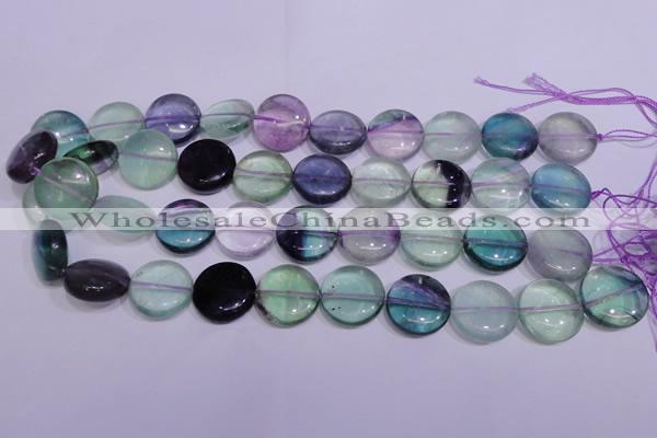 CFL1064 15 inches 16mm flat round natural fluorite gemstone beads