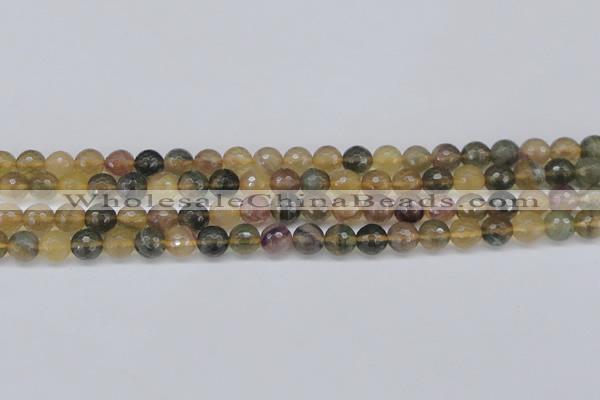 CFL1113 15.5 inches 10mm faceted round yellow fluorite gemstone beads