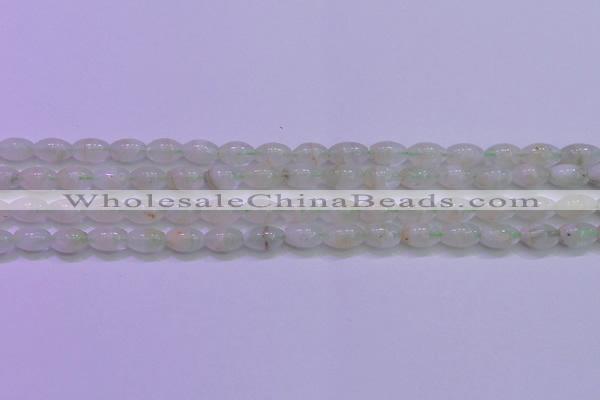 CFL1200 15.5 inches 6*10mm rice green fluorite gemstone beads