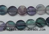 CFL163 15.5 inches 12mm coin natural fluorite beads wholesale