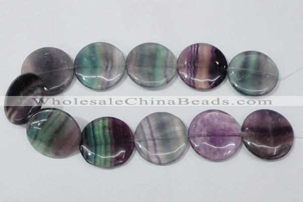 CFL170 15.5 inches 35mm flat round natural fluorite beads wholesale