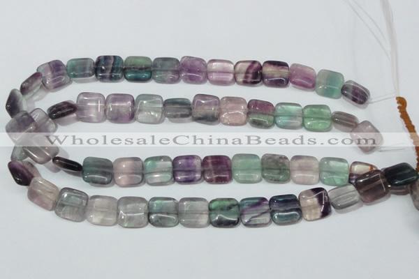 CFL174 15.5 inches 14*14mm square natural fluorite beads wholesale