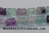 CFL305 15.5 inches 8*10mm carved column natural fluorite beads