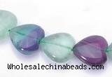 CFL41 B grade 14*14mm heart natural fluorite gemstone beads