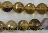 CFL456 15.5 inches 14mm faceted round rainbow fluorite beads