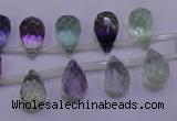 CFL708 Top-drilled 8*12mm faceted teardrop natural fluorite beads