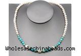 CFN106 potato white freshwater pearl & blue sea sediment jasper necklace, 16 - 24 inches