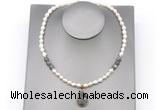 CFN159 baroque white freshwater pearl & labradorite necklace with pendant