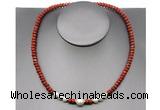 CFN212 4*6mm faceted rondelle red jasper & potato white freshwater pearl necklace