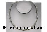 CFN218 4*6mm faceted rondelle labradorite & potato white freshwater pearl necklace