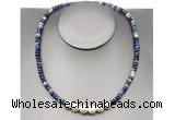 CFN221 4*6mm faceted rondelle sodalite & potato white freshwater pearl necklace