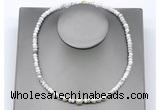 CFN227 4*6mm faceted rondelle white howlite & potato white freshwater pearl necklace