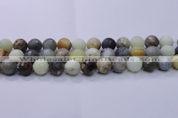 CFW08 15.5 inches 18mm faceted round flower jade beads wholesale