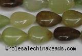 CFW123 15.5 inches 13*18mm flat teardrop flower jade gemstone beads