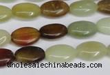 CFW125 15.5 inches 10*14mm flat oval flower jade gemstone beads