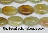 CFW126 15.5 inches 12*16mm flat oval flower jade gemstone beads