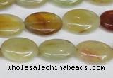 CFW127 15.5 inches 13*18mm flat oval flower jade gemstone beads