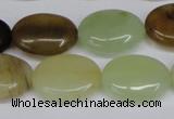 CFW129 15.5 inches 15*20mm flat oval flower jade gemstone beads