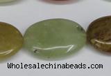 CFW131 15.5 inches 22*30mm flat oval flower jade gemstone beads