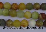 CFW201 15.5 inches 6mm round matte flower jade beads wholesale