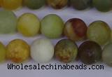 CFW203 15.5 inches 10mm round matte flower jade beads wholesale