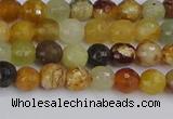 CFW210 15.5 inches 4mm faceted round flower jade beads