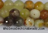 CFW212 15.5 inches 8mm faceted round flower jade beads