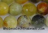 CFW214 15.5 inches 12mm faceted round flower jade beads