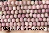 CFW36 15.5 inches 6mm round matte pink wooden jasper beads