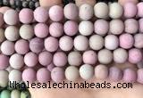 CFW38 15.5 inches 10mm round matte pink wooden jasper beads