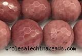 CFW68 15 inches 12mm faceted round pink wooden jasper beads