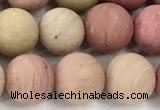 CFW72 15 inches 8mm round matte pink wooden jasper beads