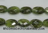 CGA107 15.5 inches 10*14mm faceted oval natural green garnet beads