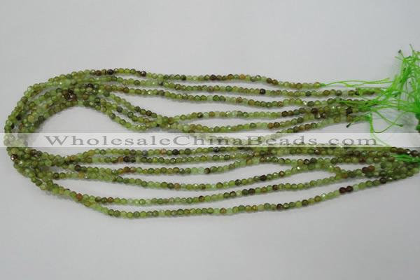 CGA121 15.5 inches 3mm faceted round natural green garnet beads