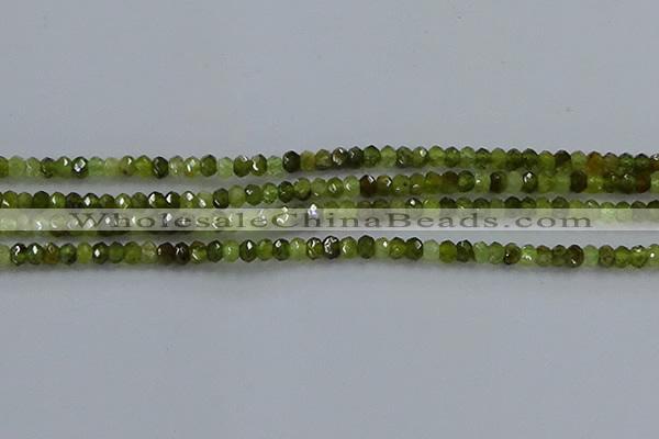 CGA156 15.5 inches 2.5*4mm faceted rondelle green garnet beads