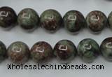 CGA305 15.5 inches 14mm round red green garnet gemstone beads